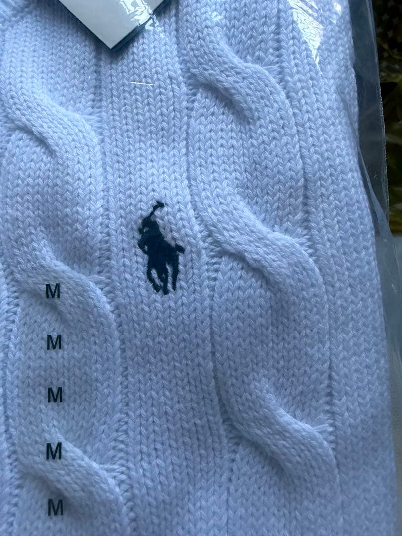 新品✨POLO Ralph Lauren ケーブルニット 半袖 カーディガン 白
