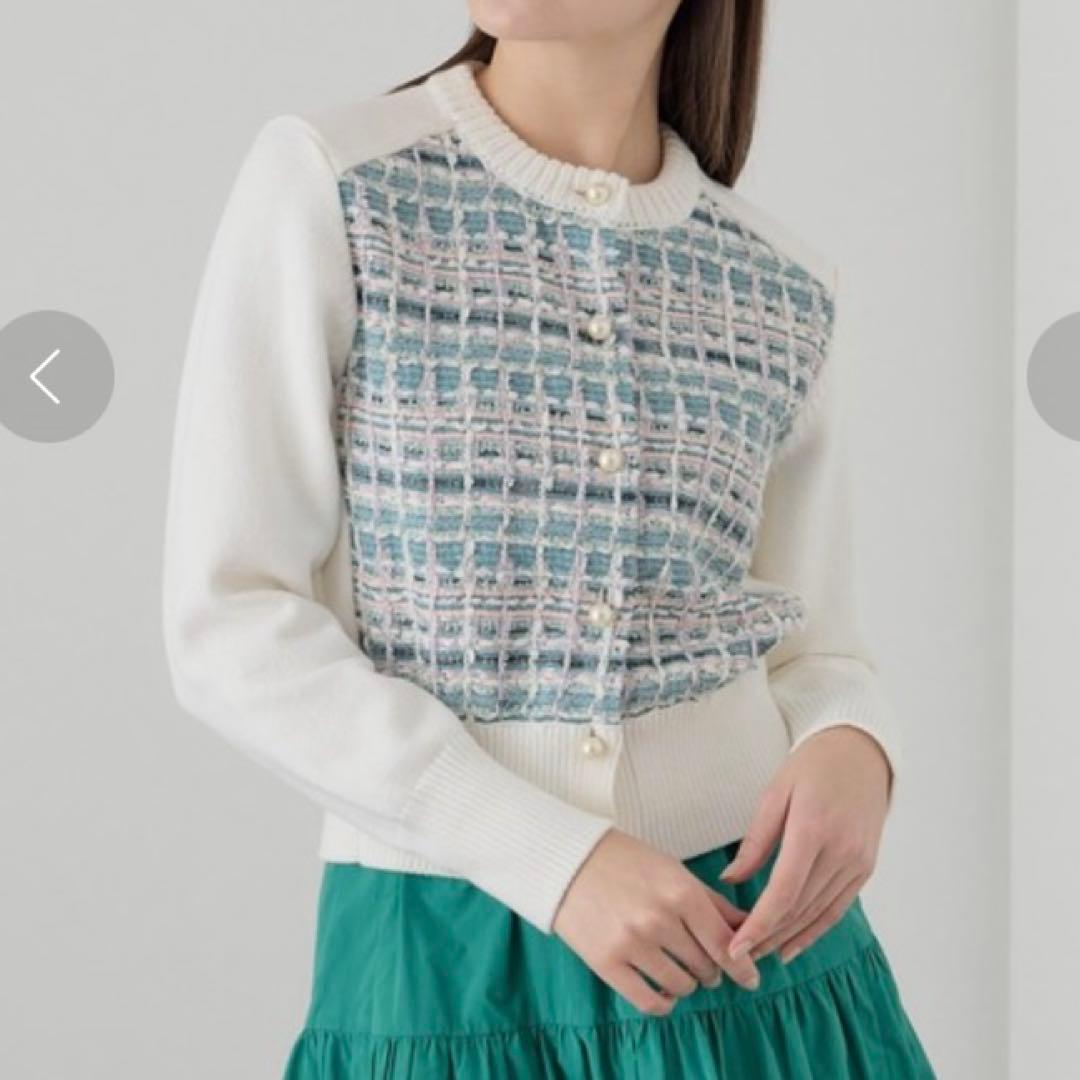 専用【ANAYI】リリヤーンミックスツイードコンビ カーディガン