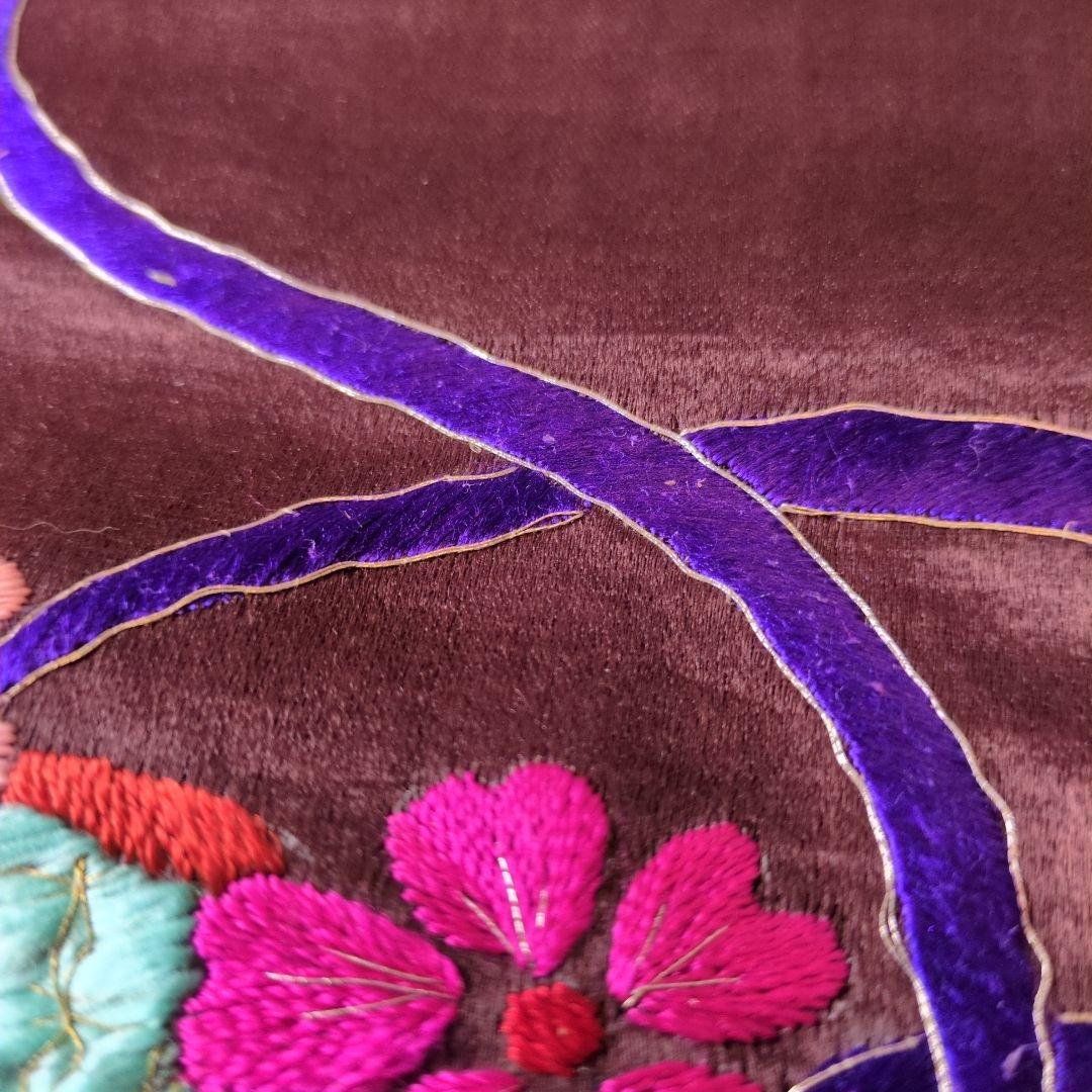 手刺繍　アンティーク　帯　リメイク　アンティーク　ハギレ
