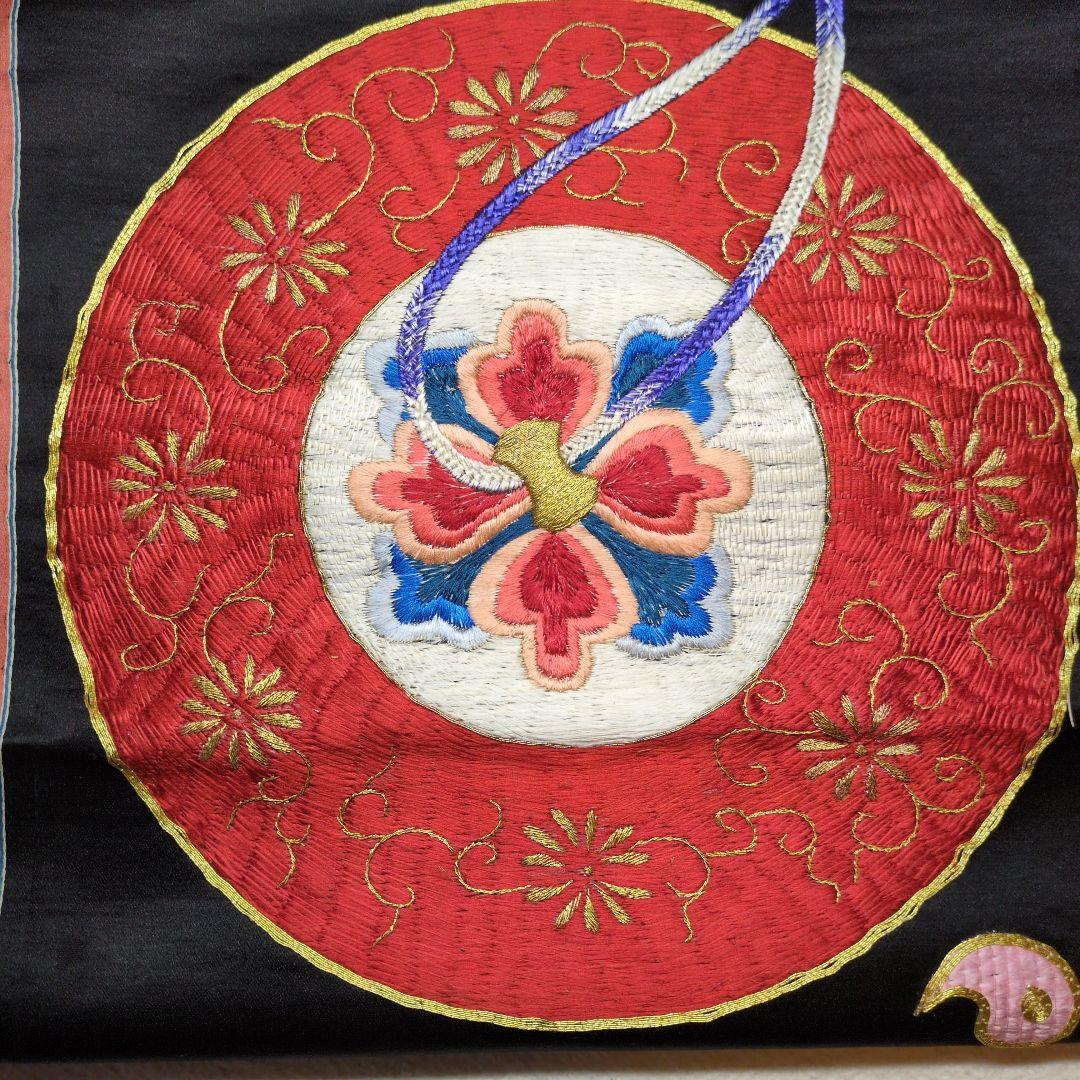 手刺繍　アンティーク　帯　リメイク　アンティーク　ハギレ