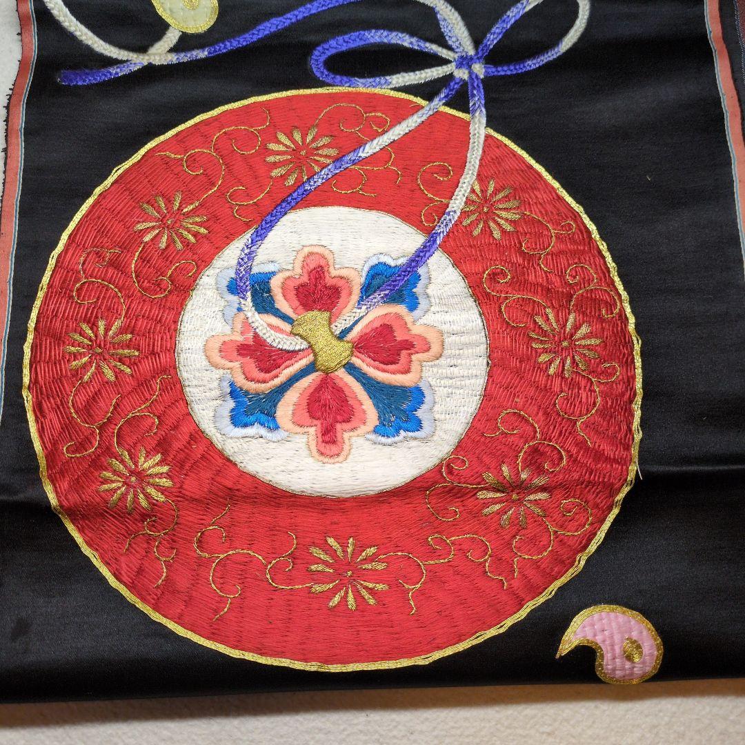 手刺繍　アンティーク　帯　リメイク　アンティーク　ハギレ