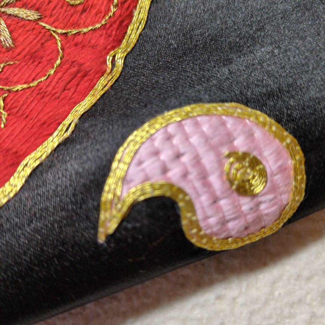 手刺繍　アンティーク　帯　リメイク　アンティーク　ハギレ