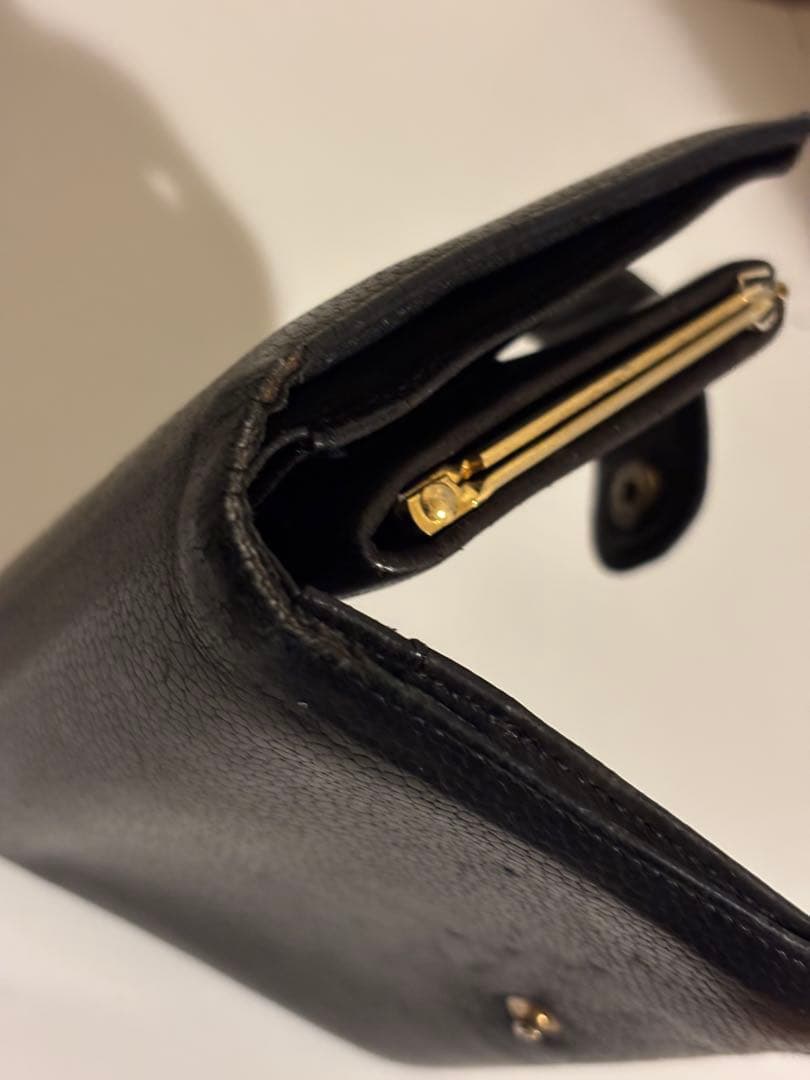 CHANEL シャネル　財布　折り財布　ブラックレザー
