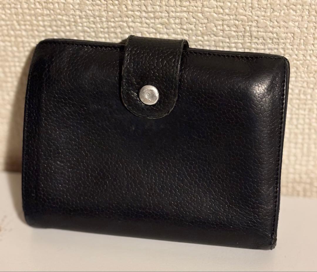 CHANEL シャネル　財布　折り財布　ブラックレザー