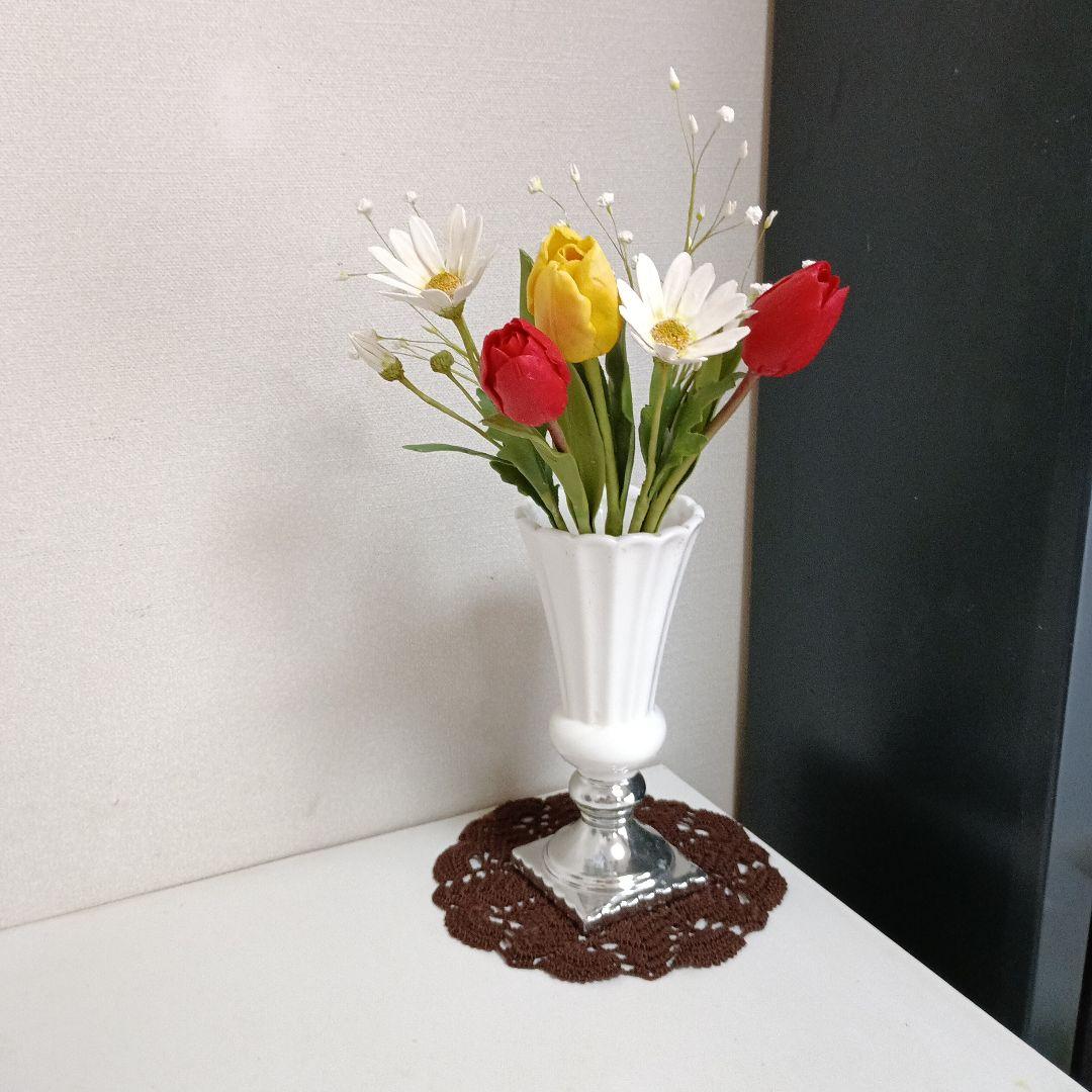 専用　チューリップのアレンジメント　ピンクの芍薬　クレイフラワー　樹脂粘土