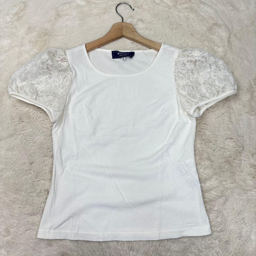 ✨美品✨エムズグレイシー 袖コンシャス レーススリーブカットソー 38 M
