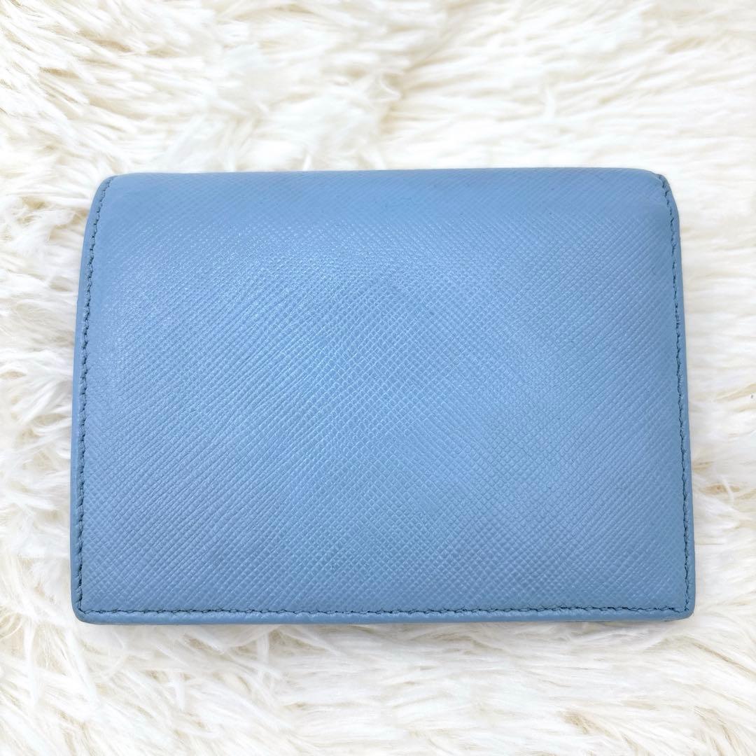 付属品完備✨PRADA 二つ折り財布 サフィアーノ ブルー マルチカラー