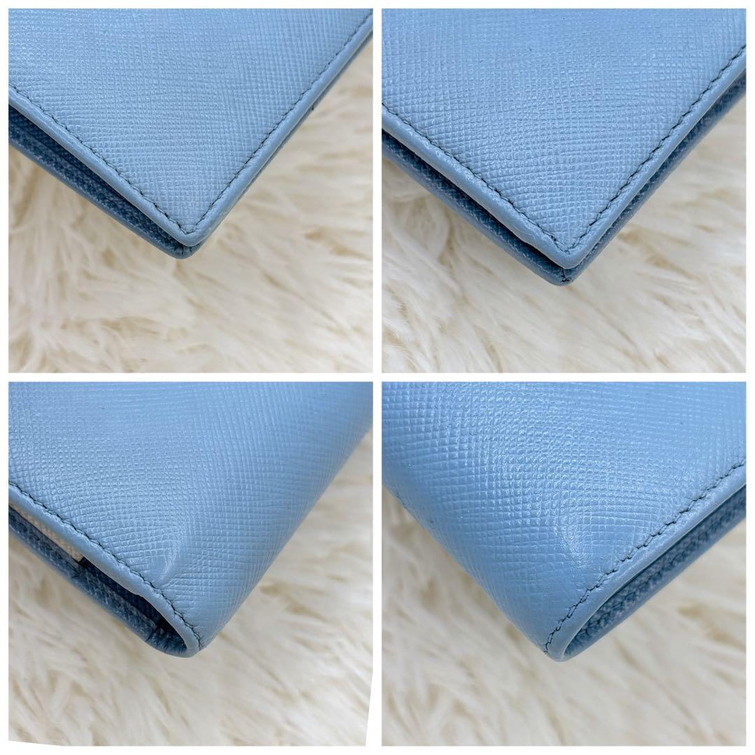 付属品完備✨PRADA 二つ折り財布 サフィアーノ ブルー マルチカラー