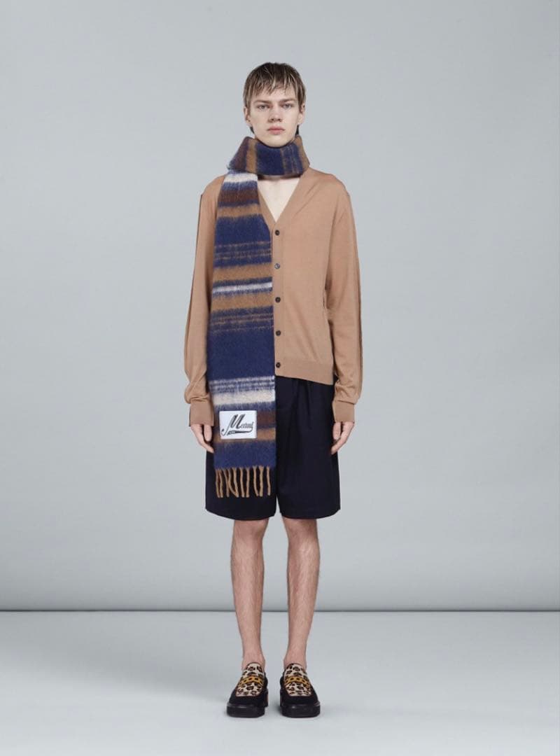 極美品 【MARNI】 フリンジマフラー ストライプ 即完色 マルニ ストール
