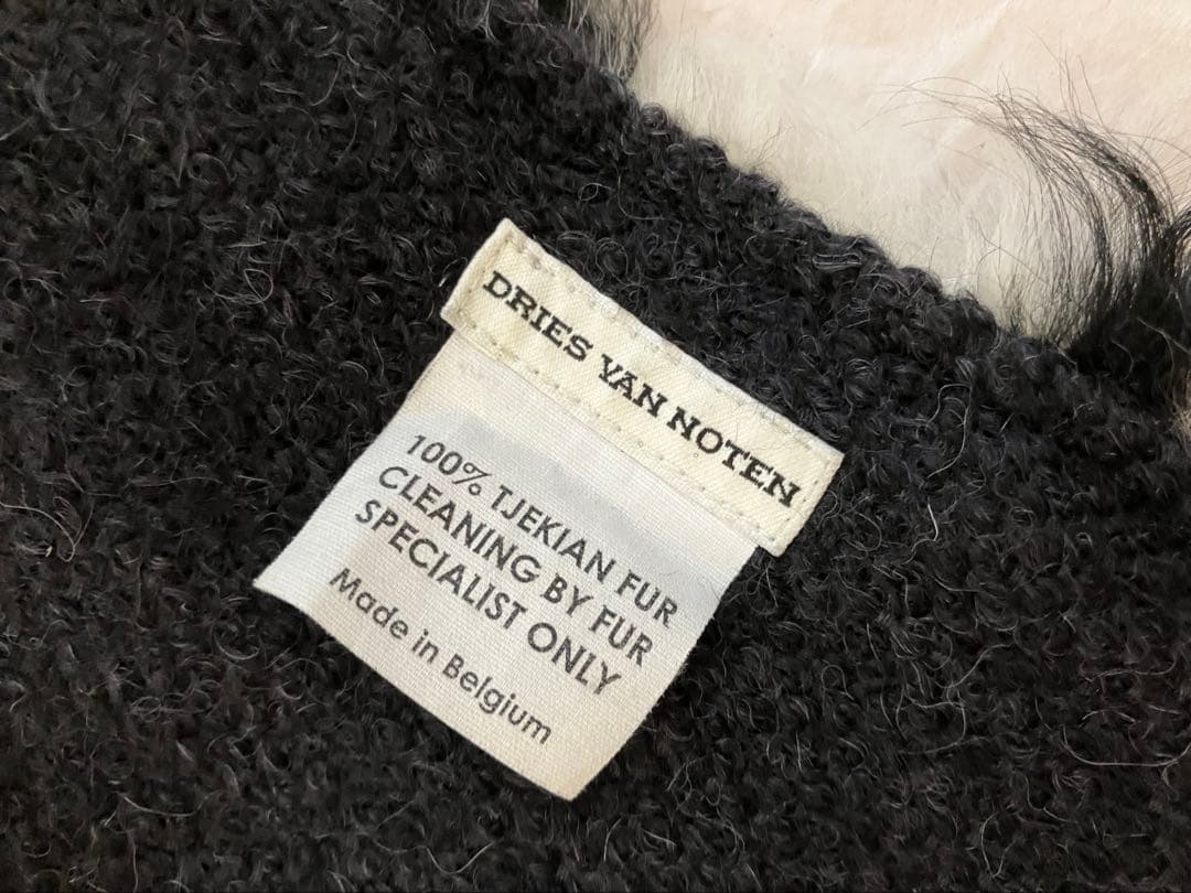 dries van noten ファーストール　白黒チェック