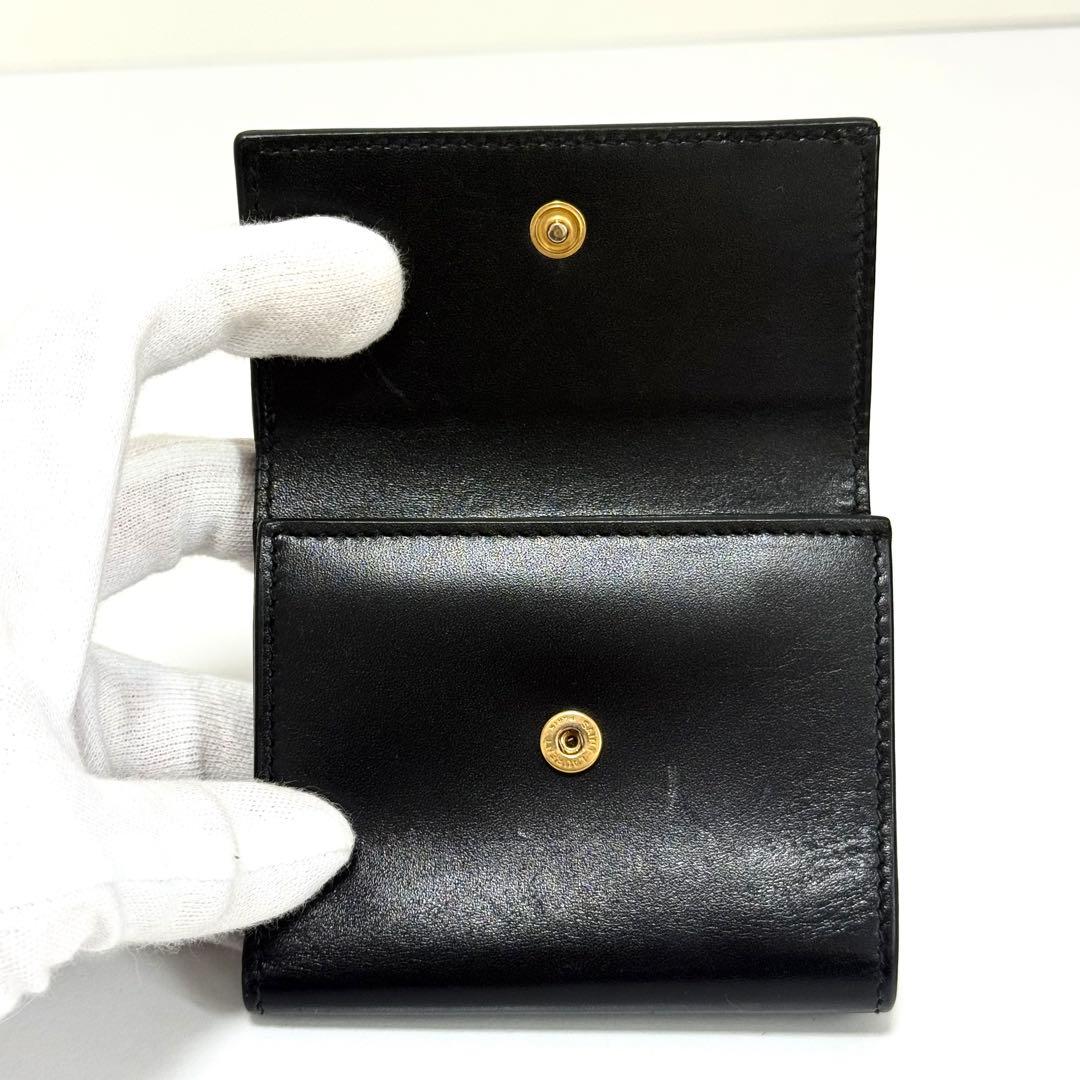サンローラン ロゴ 三つ折り財布 ミニ財布 折り財布 ブラック 黒 レザー