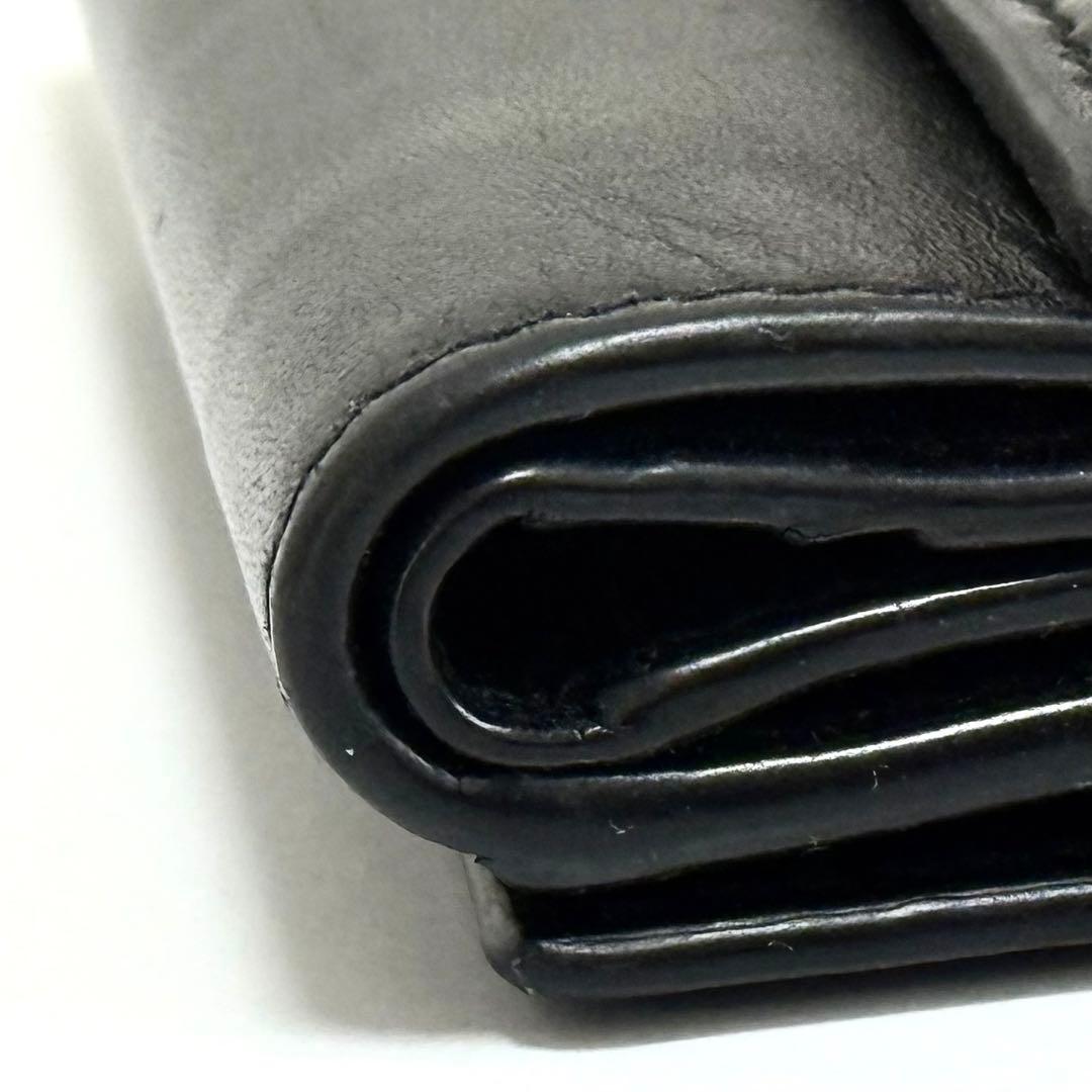 サンローラン ロゴ 三つ折り財布 ミニ財布 折り財布 ブラック 黒 レザー