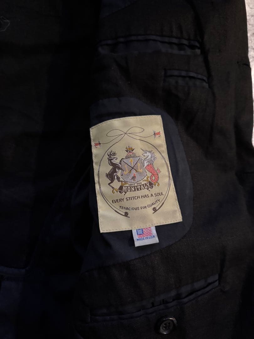 Monitaly 黒 リネンジャケット L
