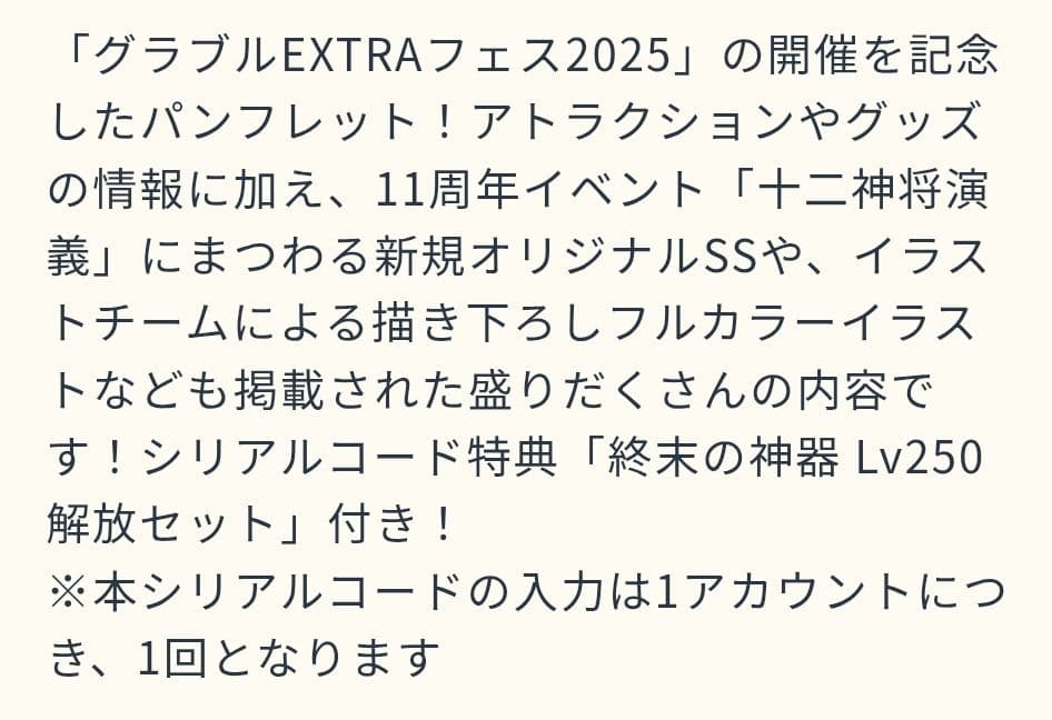 新品/未開封/未使用品 グラブルEXTRAフェス2025 パンフレット