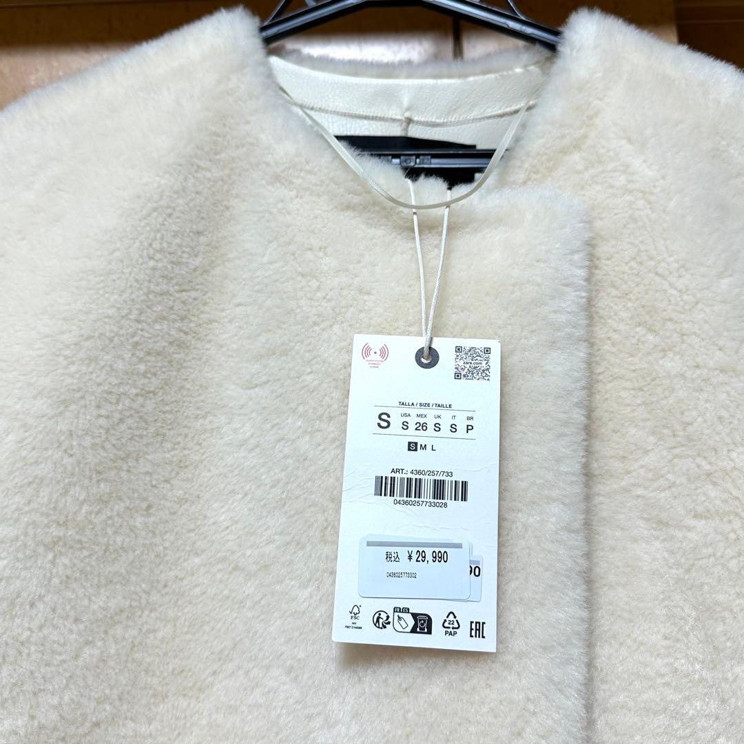 ZARA ZWコレクション フェイクファーコート S 新品 ロングファーコート