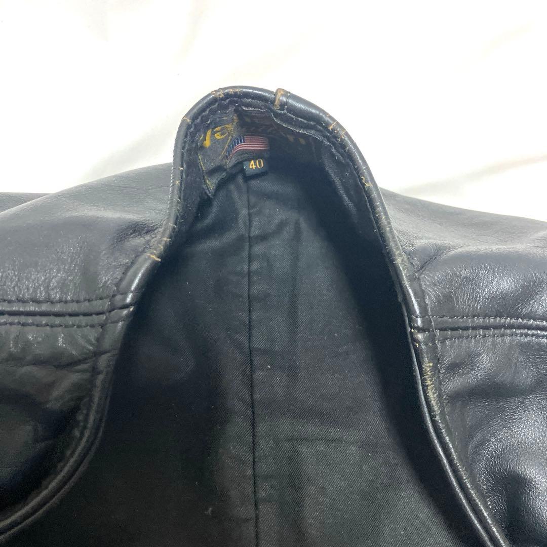 VANSON バンソン レザーベスト BLACK ボタン　黒 ヴィンテージ