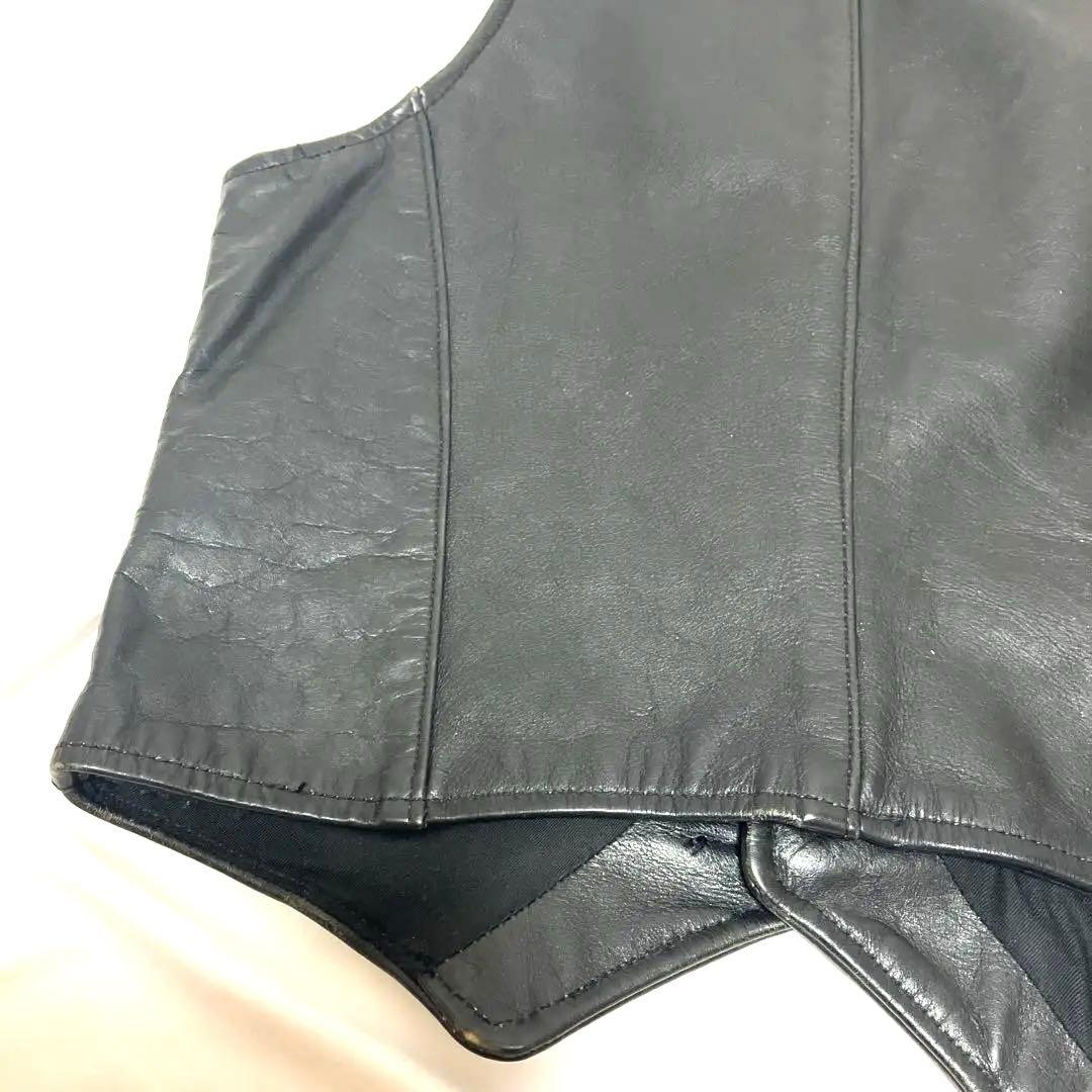 VANSON バンソン レザーベスト BLACK ボタン　黒 ヴィンテージ