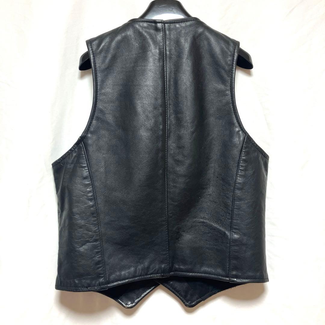 VANSON バンソン レザーベスト BLACK ボタン　黒 ヴィンテージ
