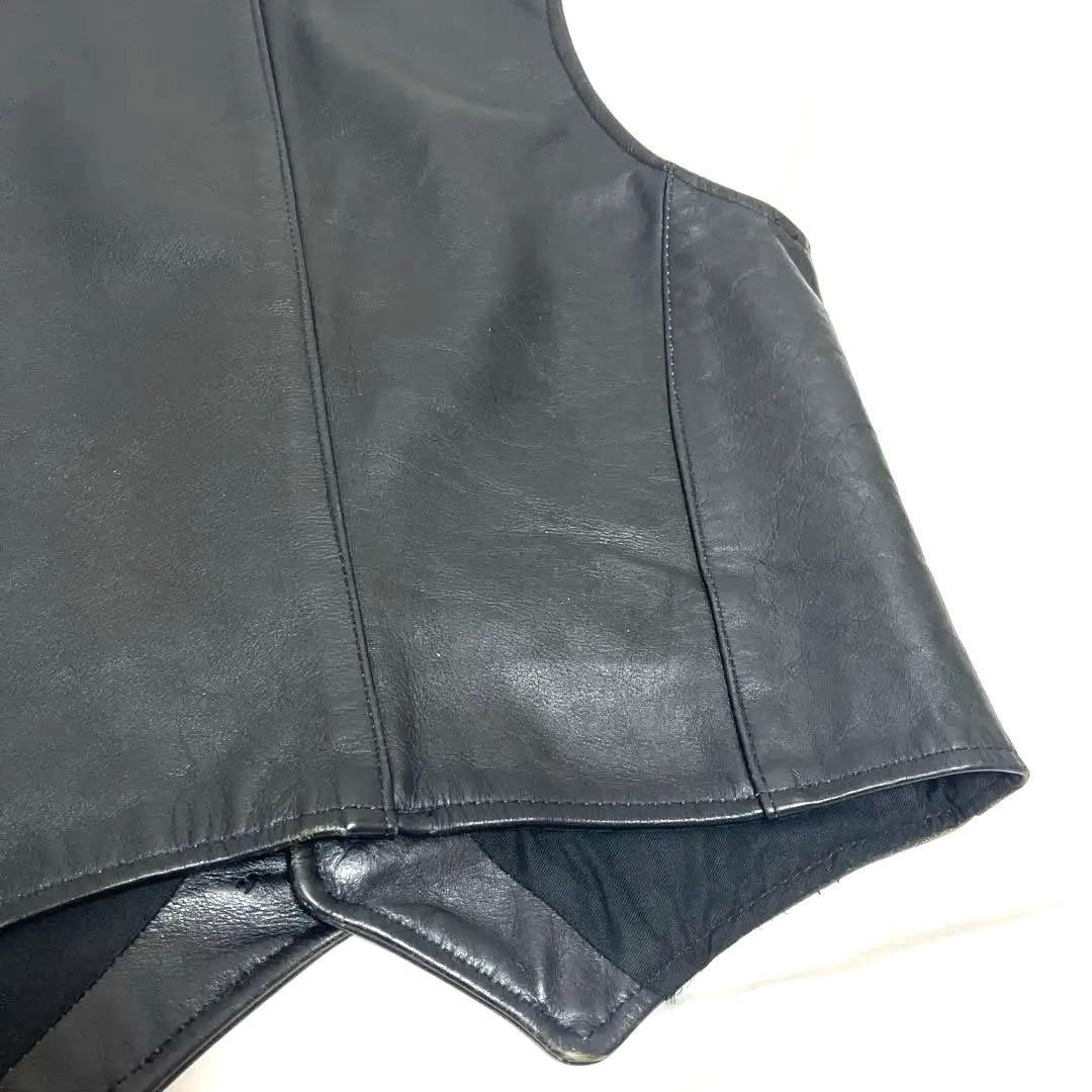 VANSON バンソン レザーベスト BLACK ボタン　黒 ヴィンテージ