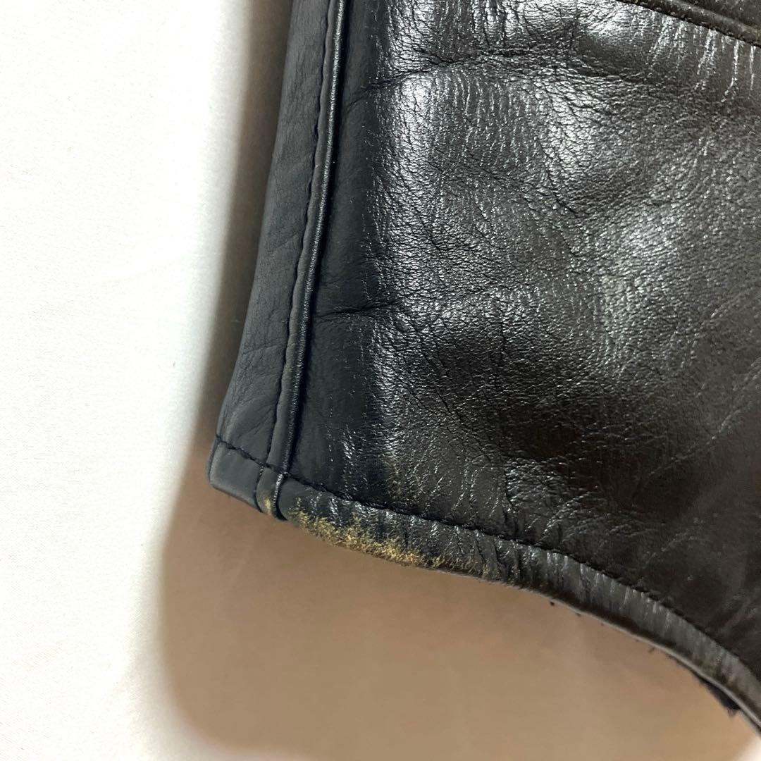 VANSON バンソン レザーベスト BLACK ボタン　黒 ヴィンテージ