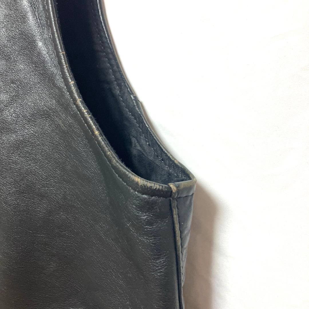 VANSON バンソン レザーベスト BLACK ボタン　黒 ヴィンテージ