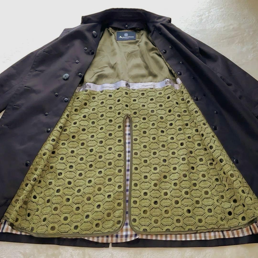 極美品 アクアスキュータム 刺繍レースライナー トレンチ ベルト 付き M 希少