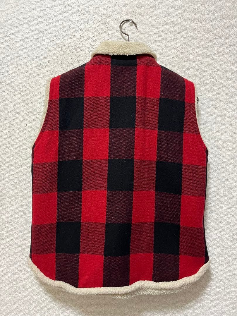 09AW　バックドロップ　裏ボア　肉厚メルトンベスト　/M　バッファローチェック