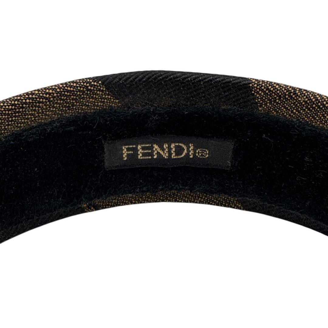 【美品】FENDI フェンディヘアバンド カチューシャ ペカン柄 ロゴ