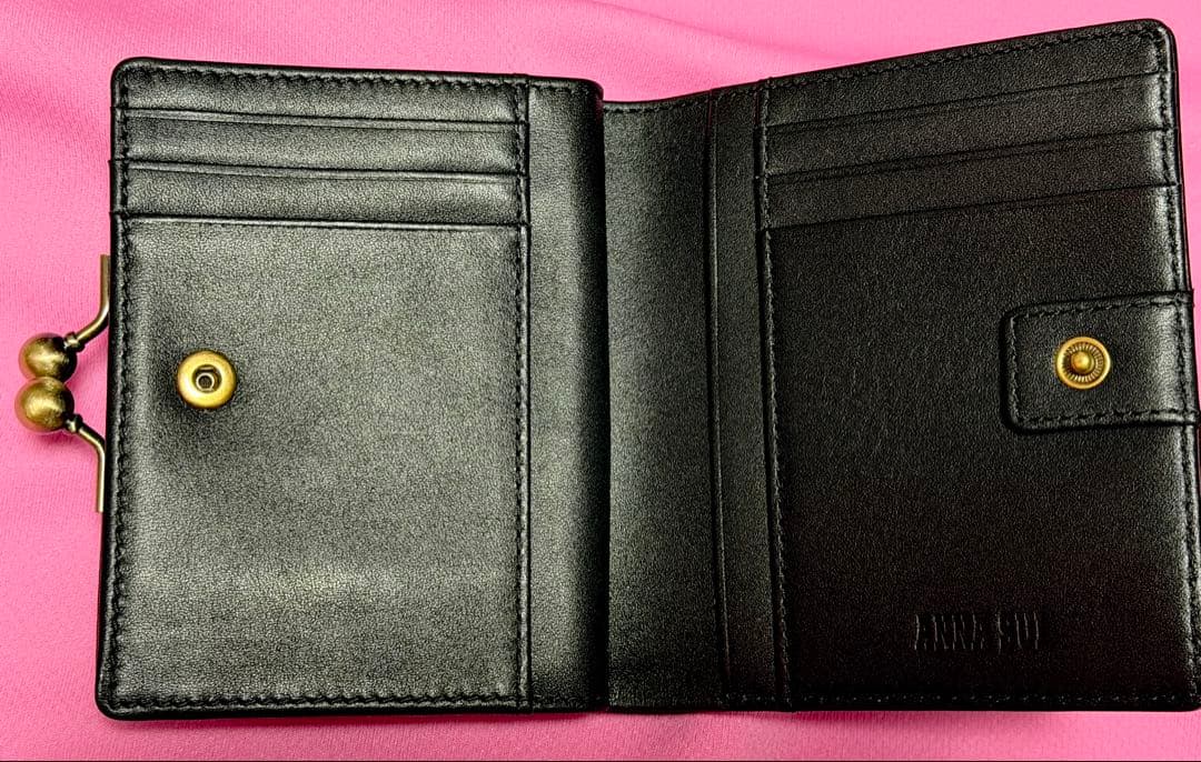 ANNA SUI アナスイ　がま口 二つ折り財布　黒 未使用品