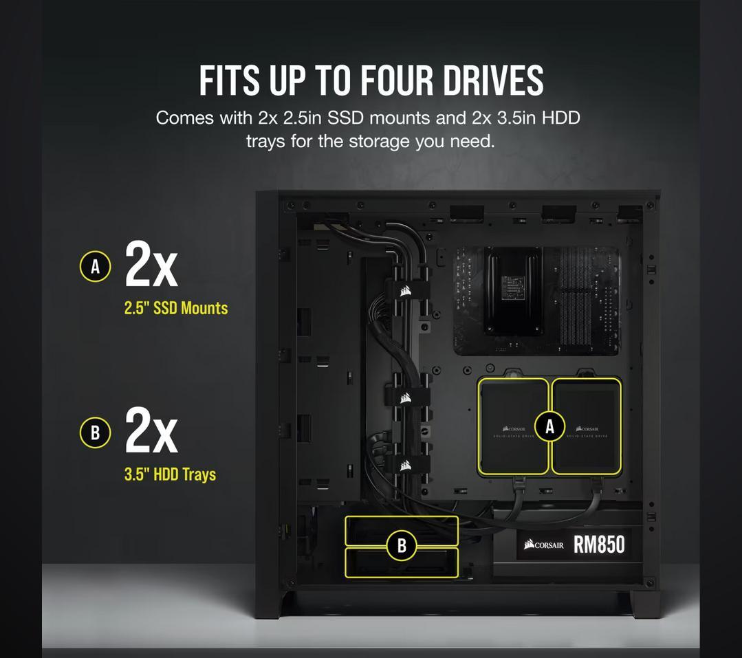 CORSAIR 4000D エアフロー強化ガラス製ミドルタワー ATX ケース