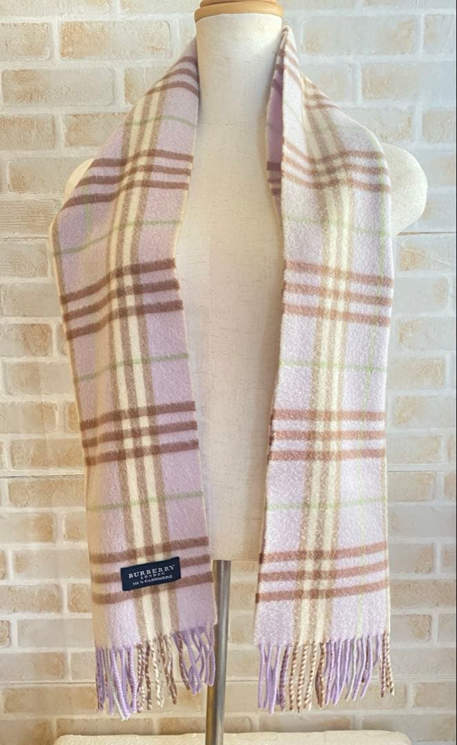 Burberry バーバリー　マフラー　ノバチェック　カシミヤ100% パープル