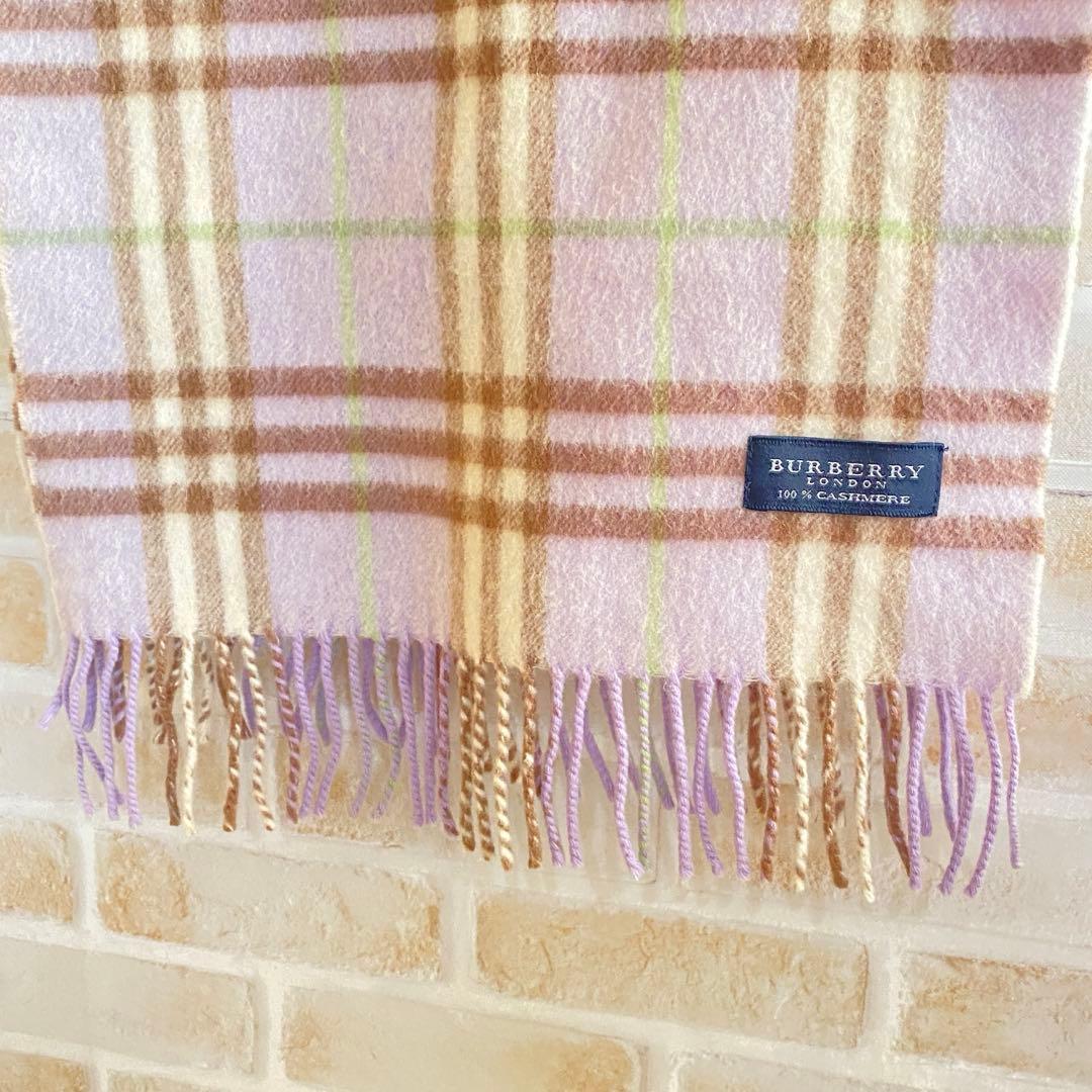 Burberry バーバリー　マフラー　ノバチェック　カシミヤ100% パープル