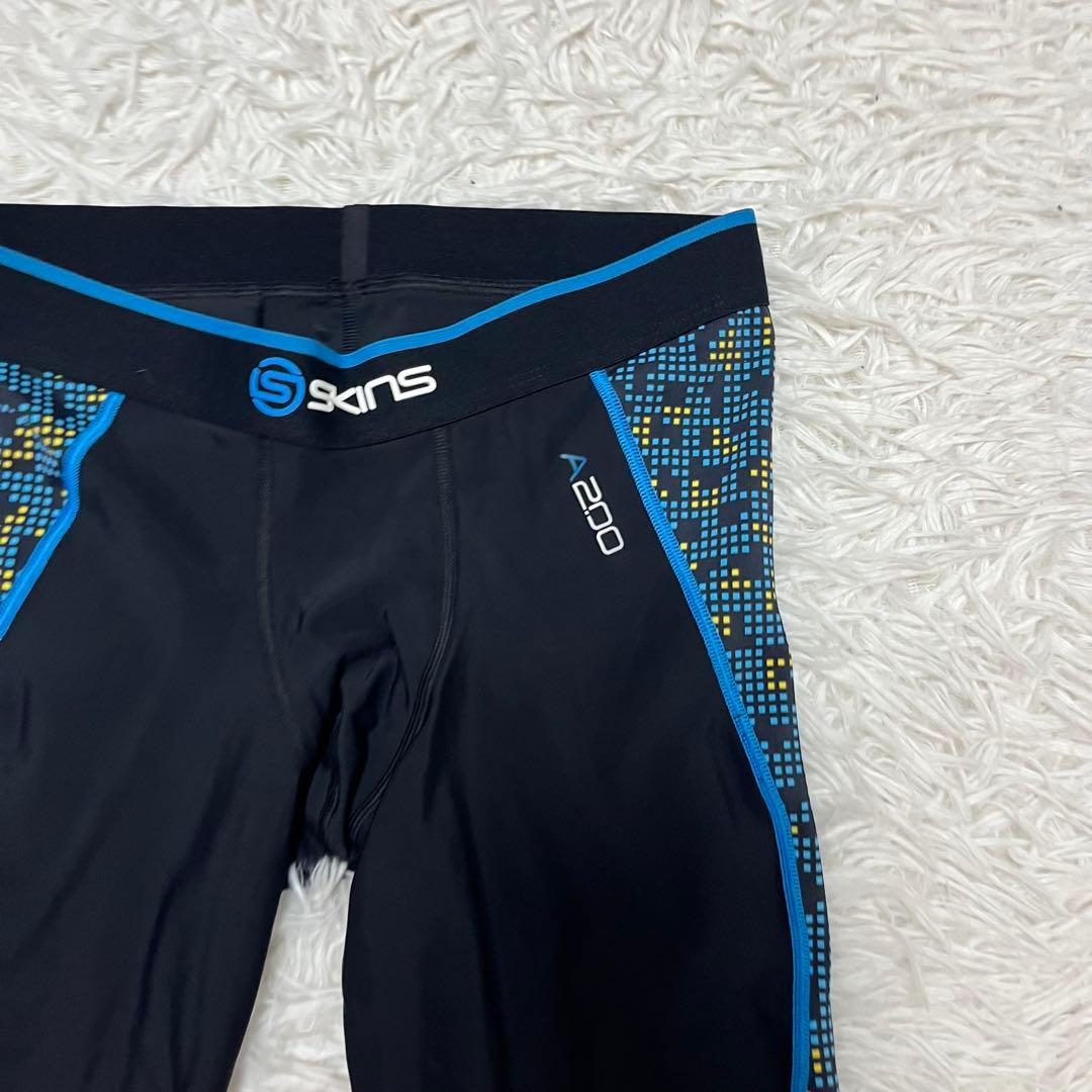 激レア skins スキンズ スパッツ タイツ ランニング A200 青