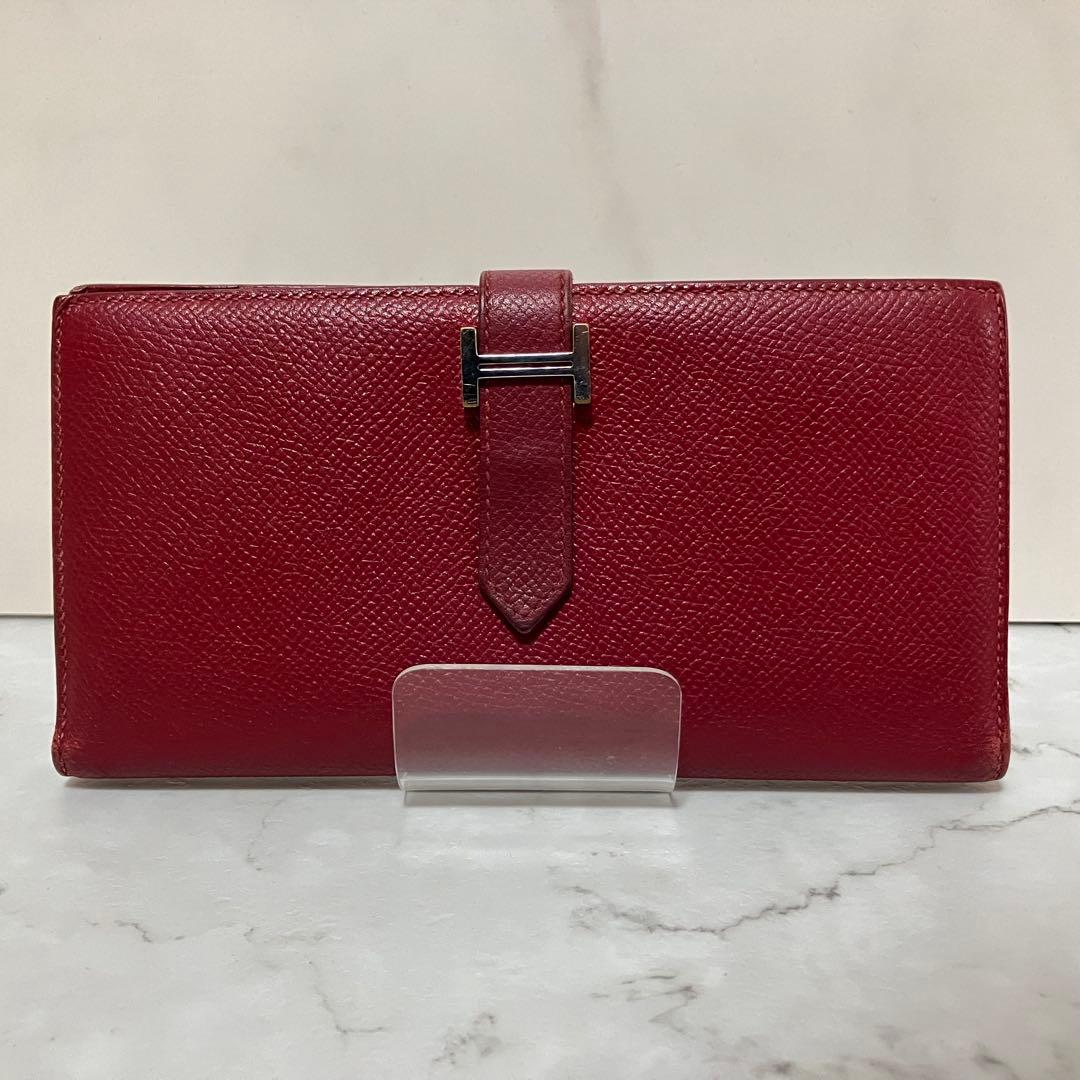 ✨美品✨ エルメス べアン スフレ 財布 ウォレット ヴォーエプソン 赤 R刻印