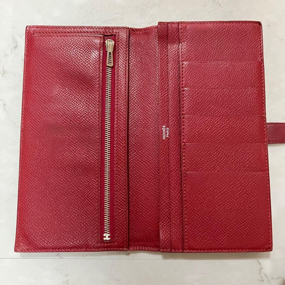 ✨美品✨ エルメス べアン スフレ 財布 ウォレット ヴォーエプソン 赤 R刻印