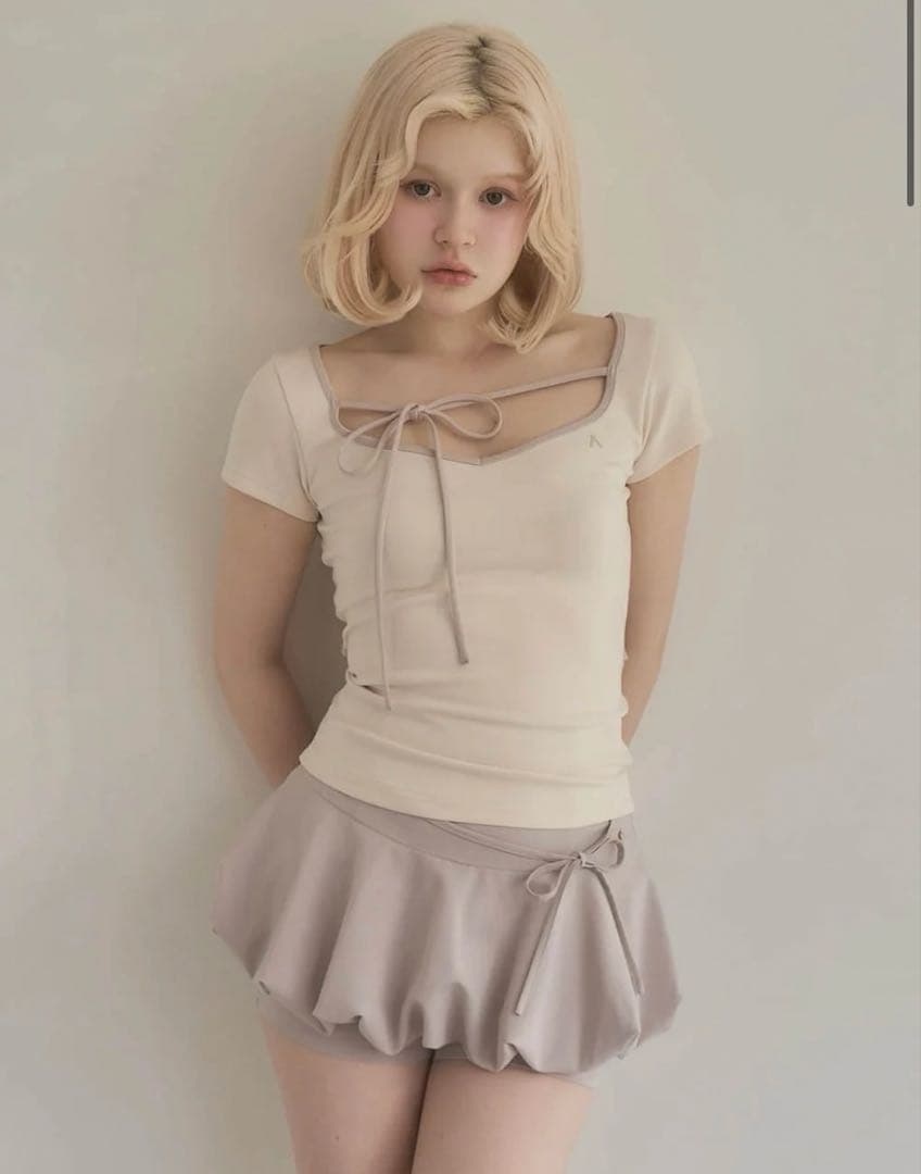 トップス andmary Collie ribbon tops ivory