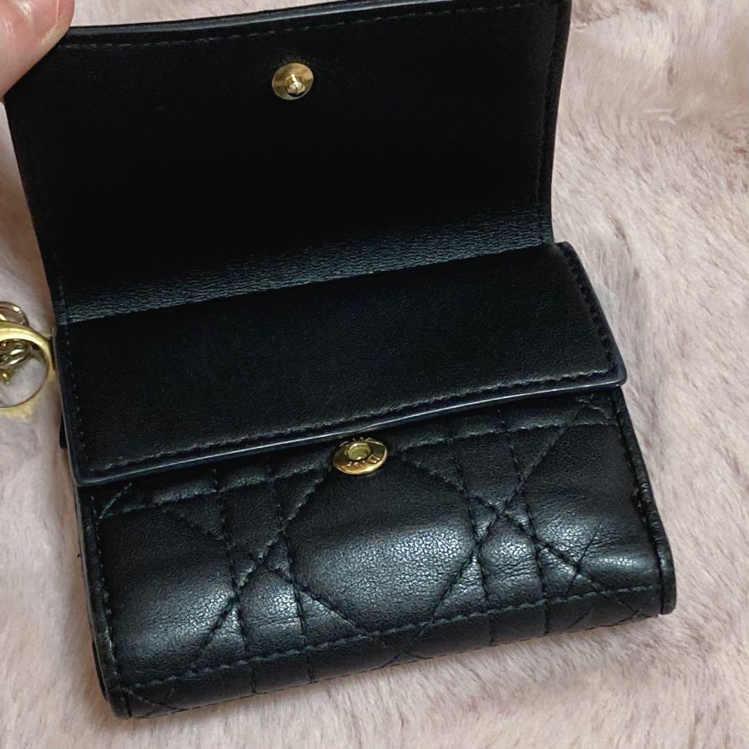 Dior ロータスウォレット 三つ折財布 ブラック