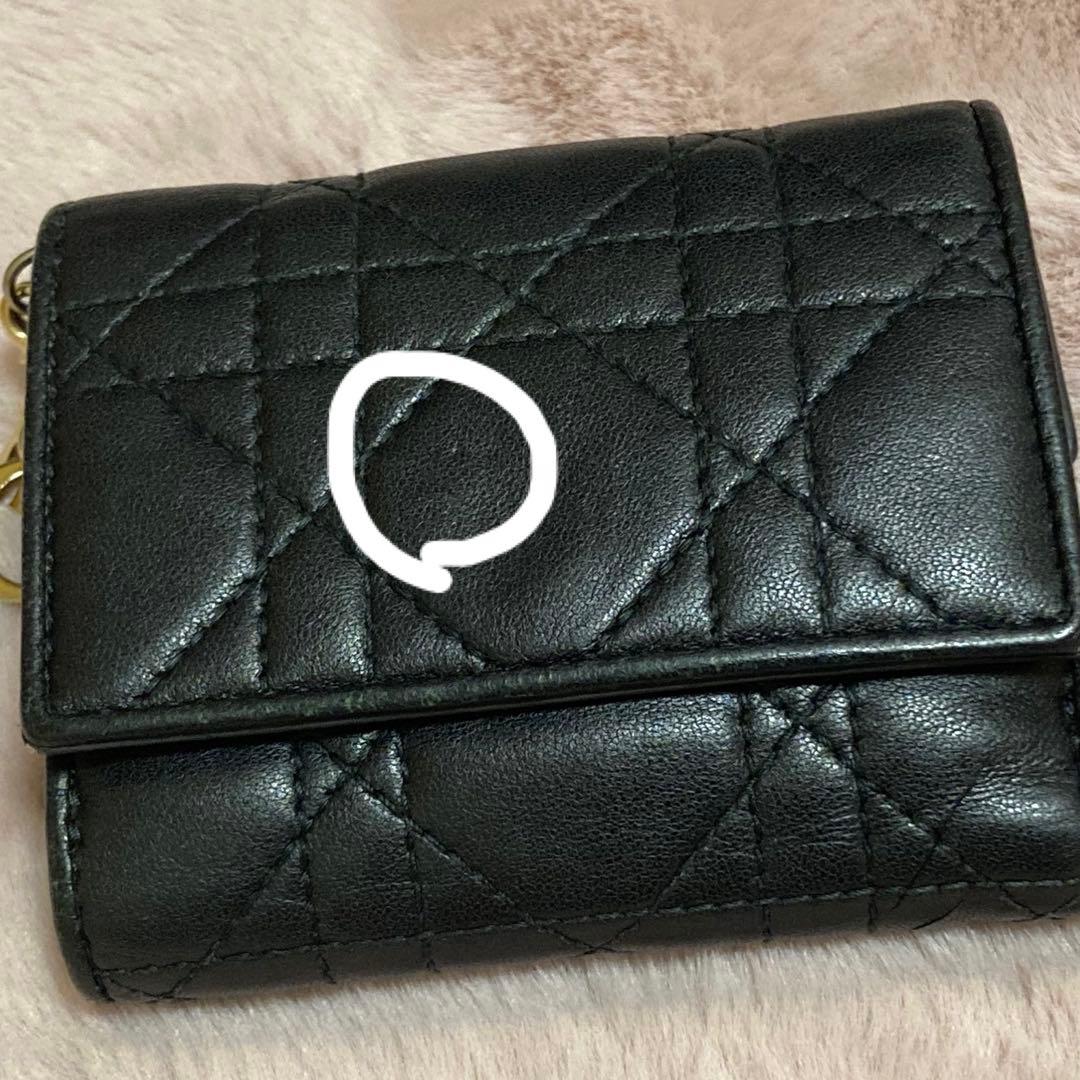 Dior ロータスウォレット 三つ折財布 ブラック