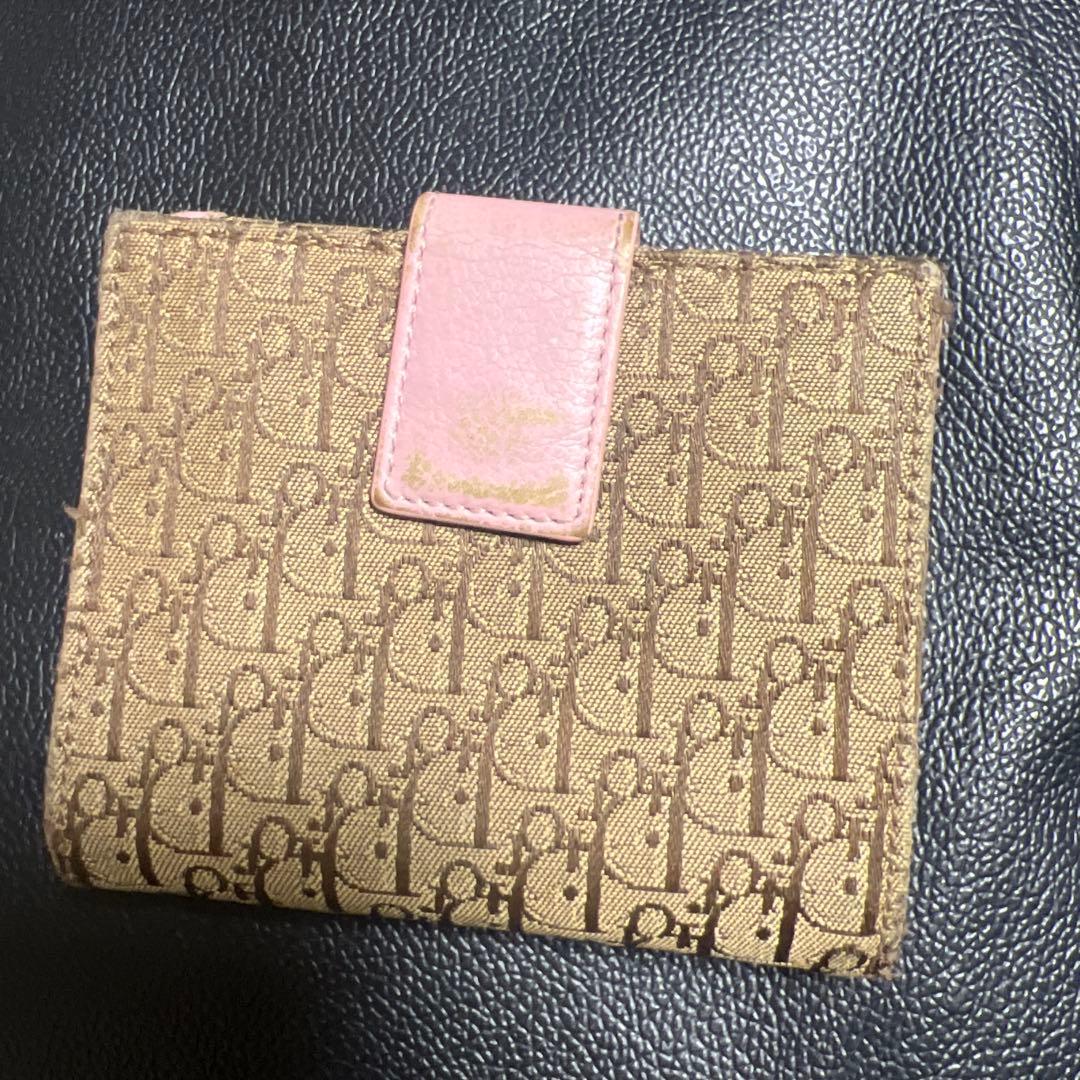 Christian Dior ディオール　ピンク　トロッター　三つ折り財布　ロゴ