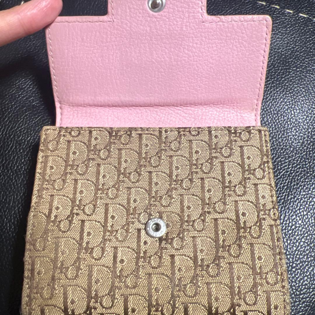 Christian Dior ディオール　ピンク　トロッター　三つ折り財布　ロゴ