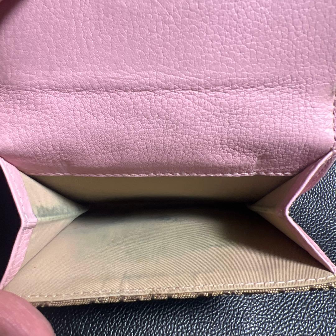 Christian Dior ディオール　ピンク　トロッター　三つ折り財布　ロゴ