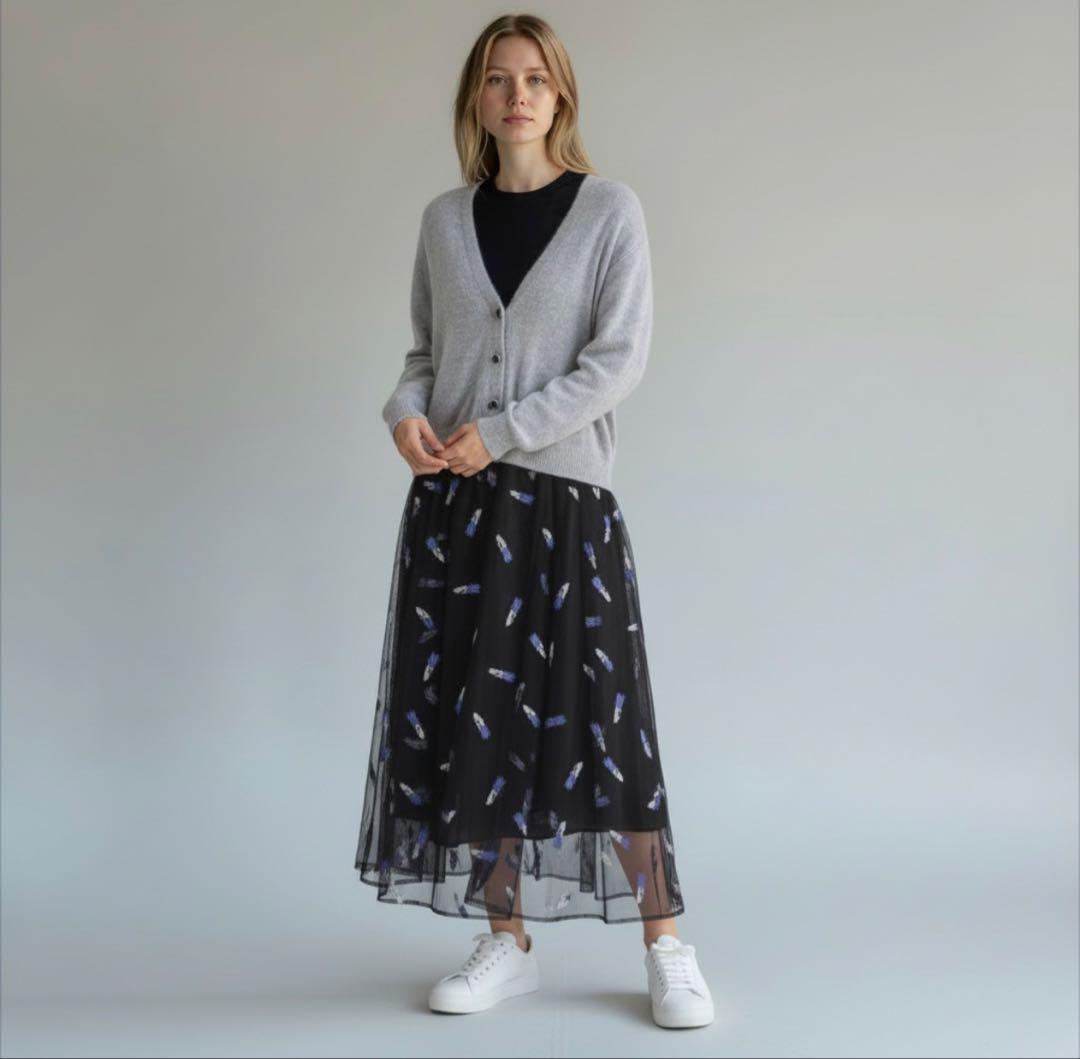 【美品✨近年モデル】グレースクラス リップスティックチュールスカート ロング 黒