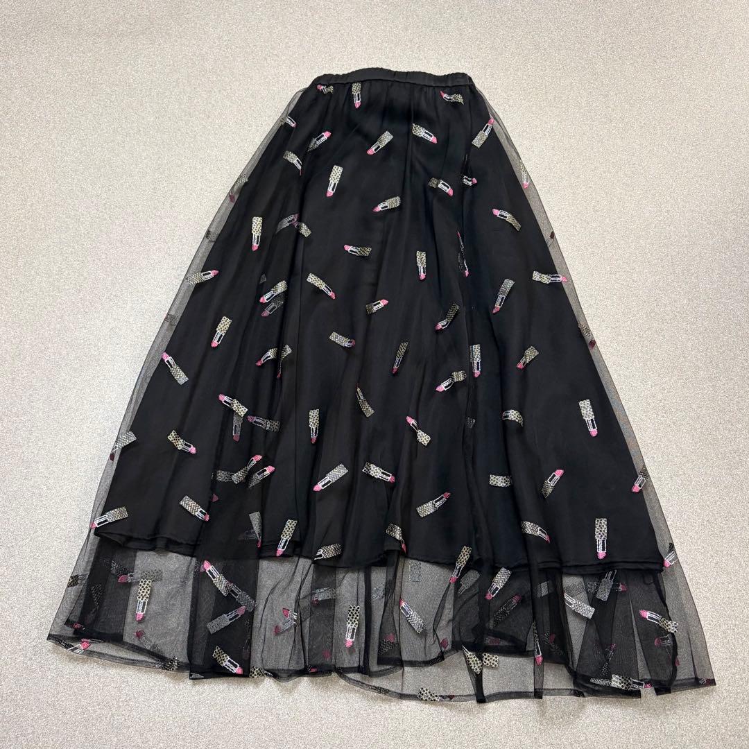 【美品✨近年モデル】グレースクラス リップスティックチュールスカート ロング 黒