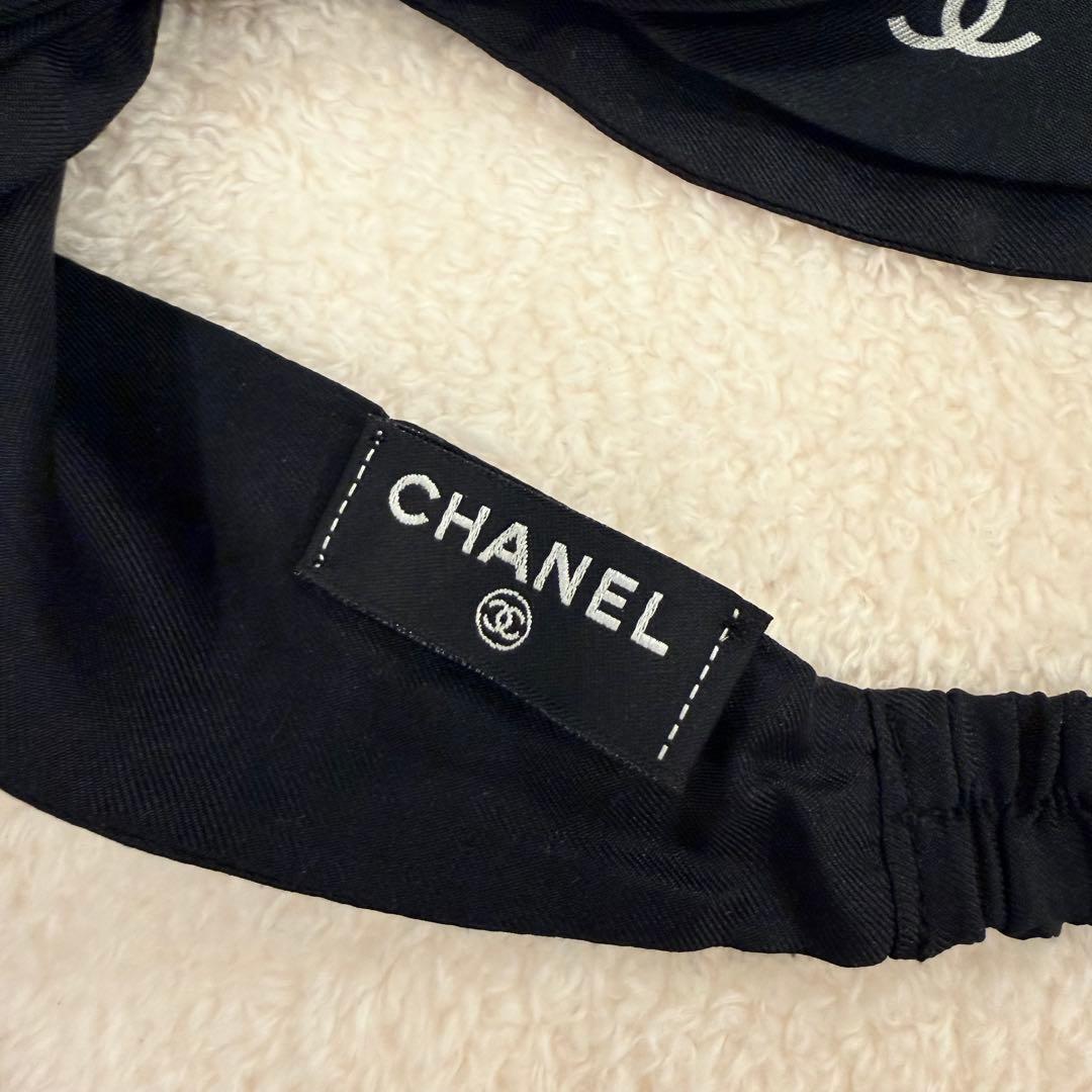 CHANEL シルクリボンヘアバンド 黒　ヘアアクセサリー