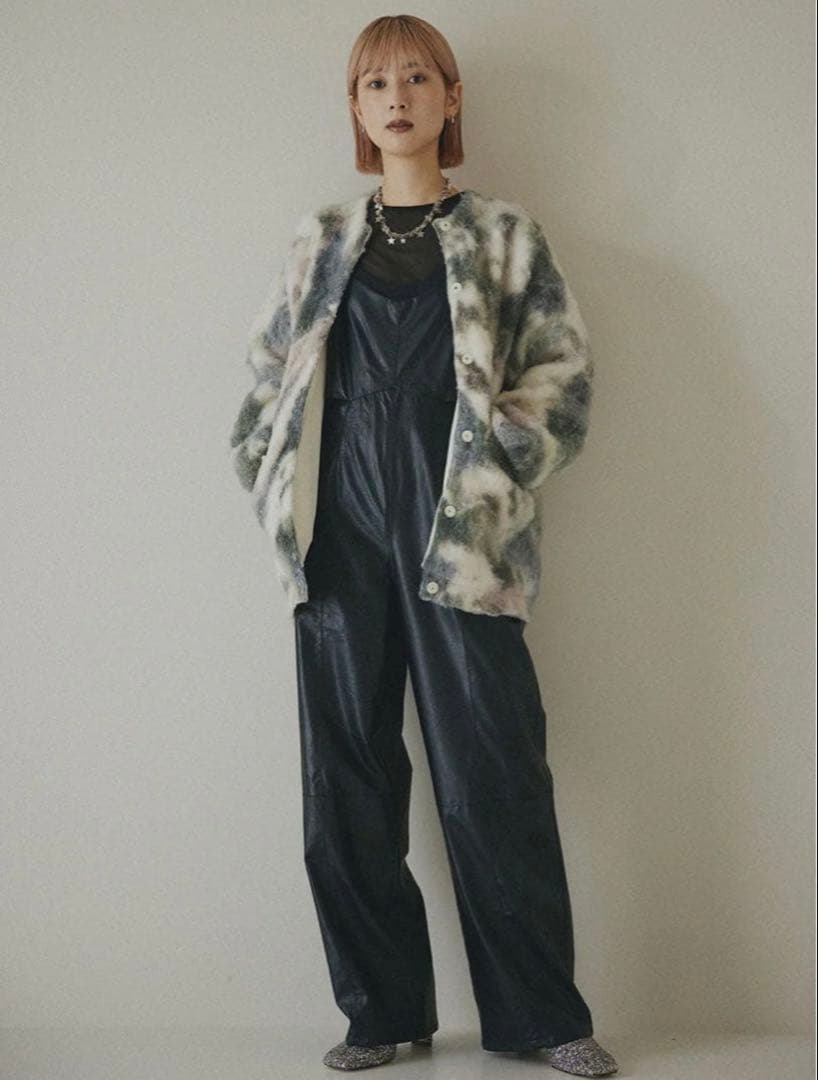 トップス AMERI TEXTURE ART FLOWER KNIT CARDIGAN
