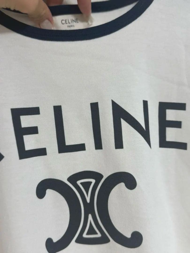 【美品・CELINE】ロゴプリント 半袖Tシャツ ホワイト