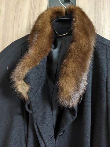A948　未使用保管品　セーブル　カシミヤ100％　ロングコート　毛皮