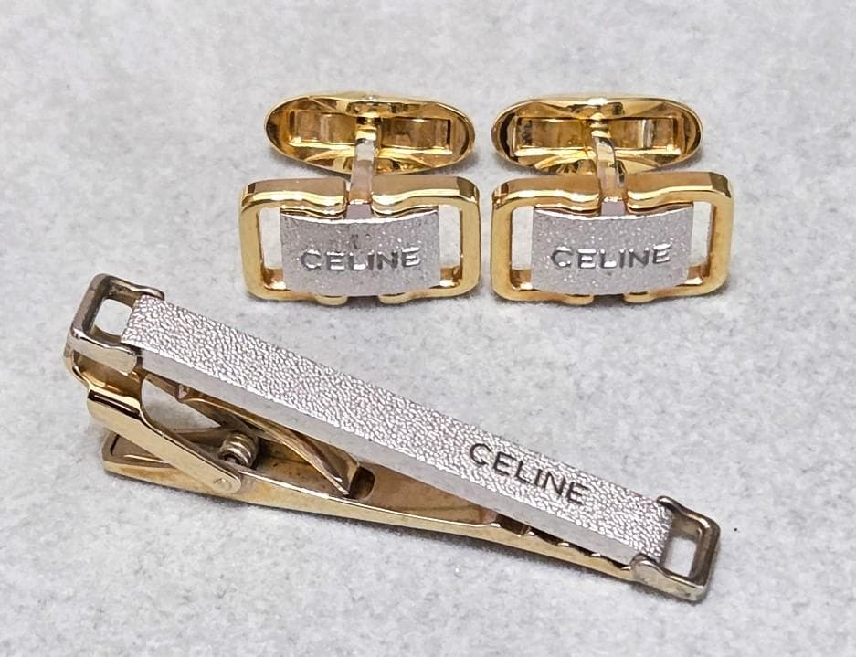 CELINEセリーヌ　ロゴ　SV925タイピン、カフス 箱付き　C2714