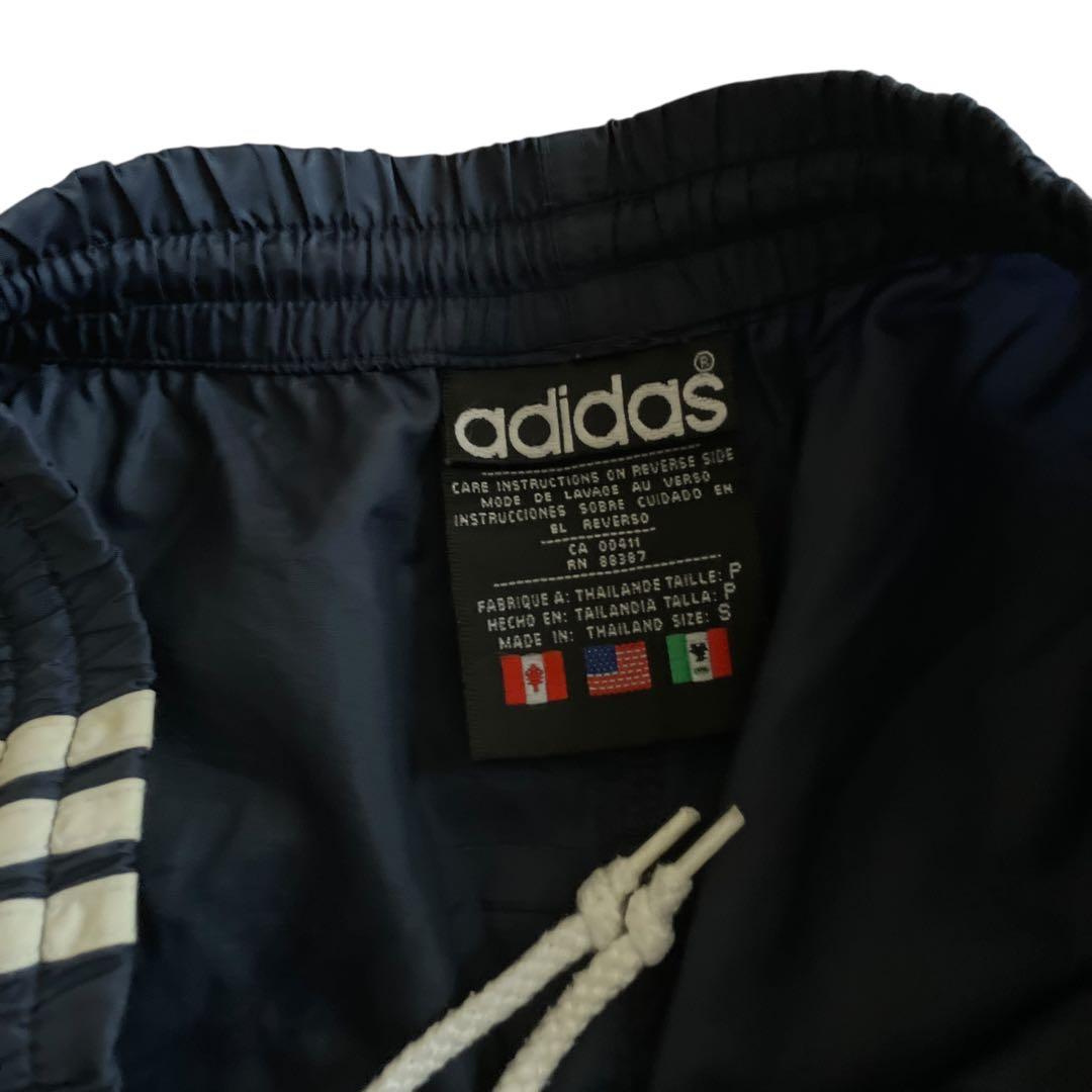 90s old adidas 万国旗タグ バギーナイロントラックパンツ ネイビー