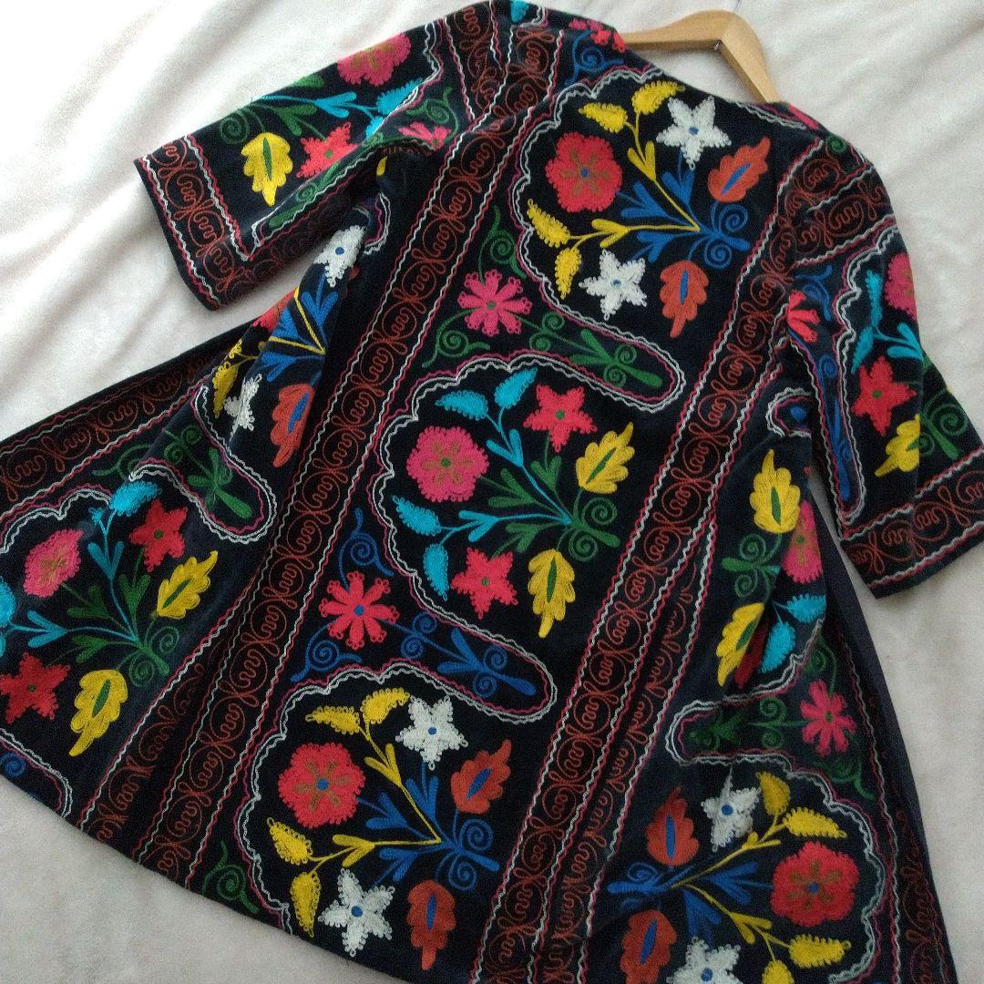 ペキスタン スザニ 手刺繍 総刺繍ロングコート
